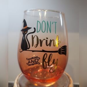 DON'T DRINK AND FLY Stemless Wine Glass